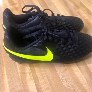 Nike boys cleats, black and neon yellow